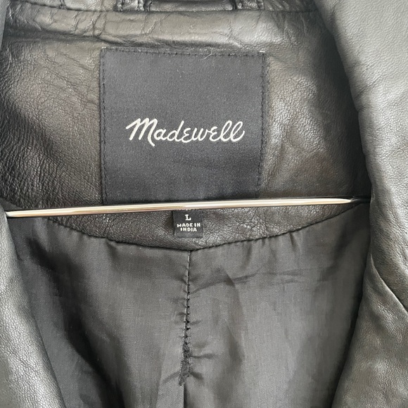 Madewell The Washed Leather Motorcycle Jacket in Black Size Large - Picture 3 of 13